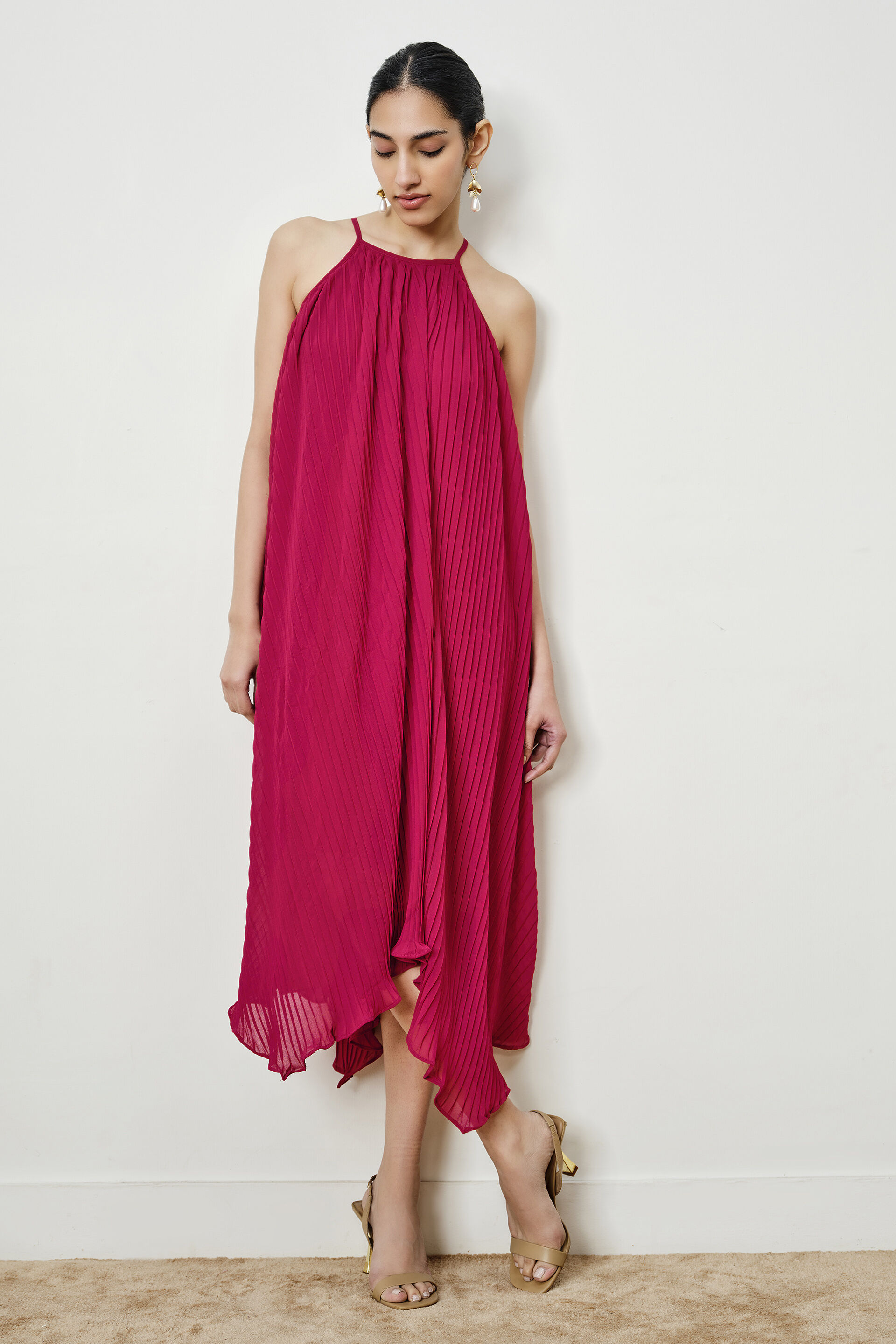 Garnet Hour Asymmetric Dress, Wine, image 2